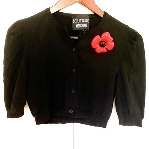 Moschino Short Sleeve Crop Cardigan w/Brooch 🌺